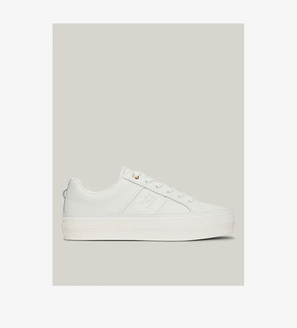 Tommy Hilfiger Beyaz Kadın Deri Sneaker FW0FW07945YBL - Görsel 1