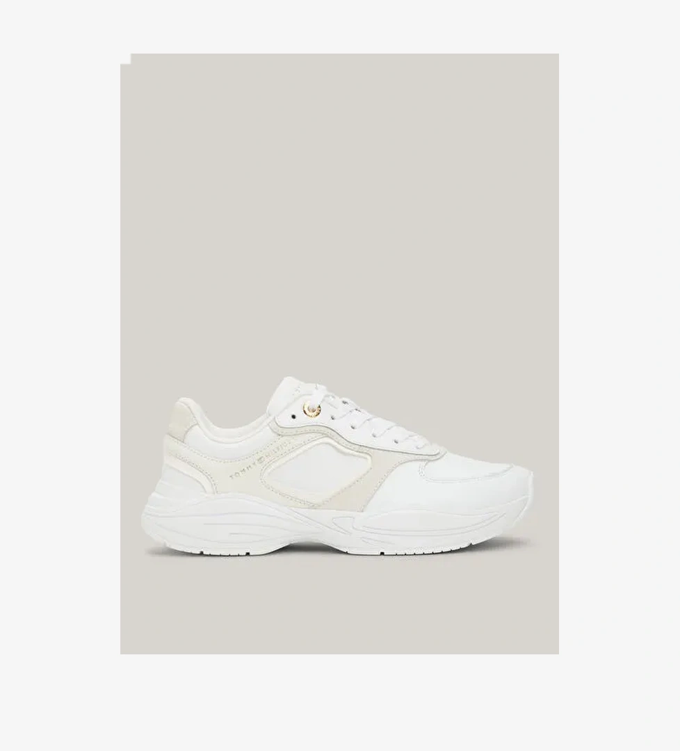 Tommy Hilfiger Beyaz - Krem Kadın Deri Sneaker FW0FW07996YBS - Görsel 1