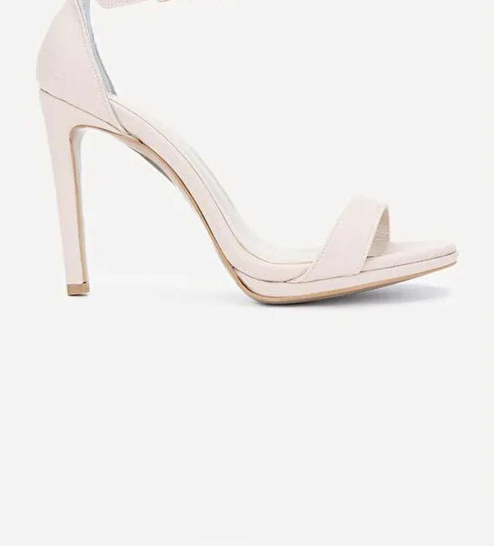 Valmenti Patrice Kadın Vizon Saten Suni Deri Topuklu Ayakkabı - Görsel 1