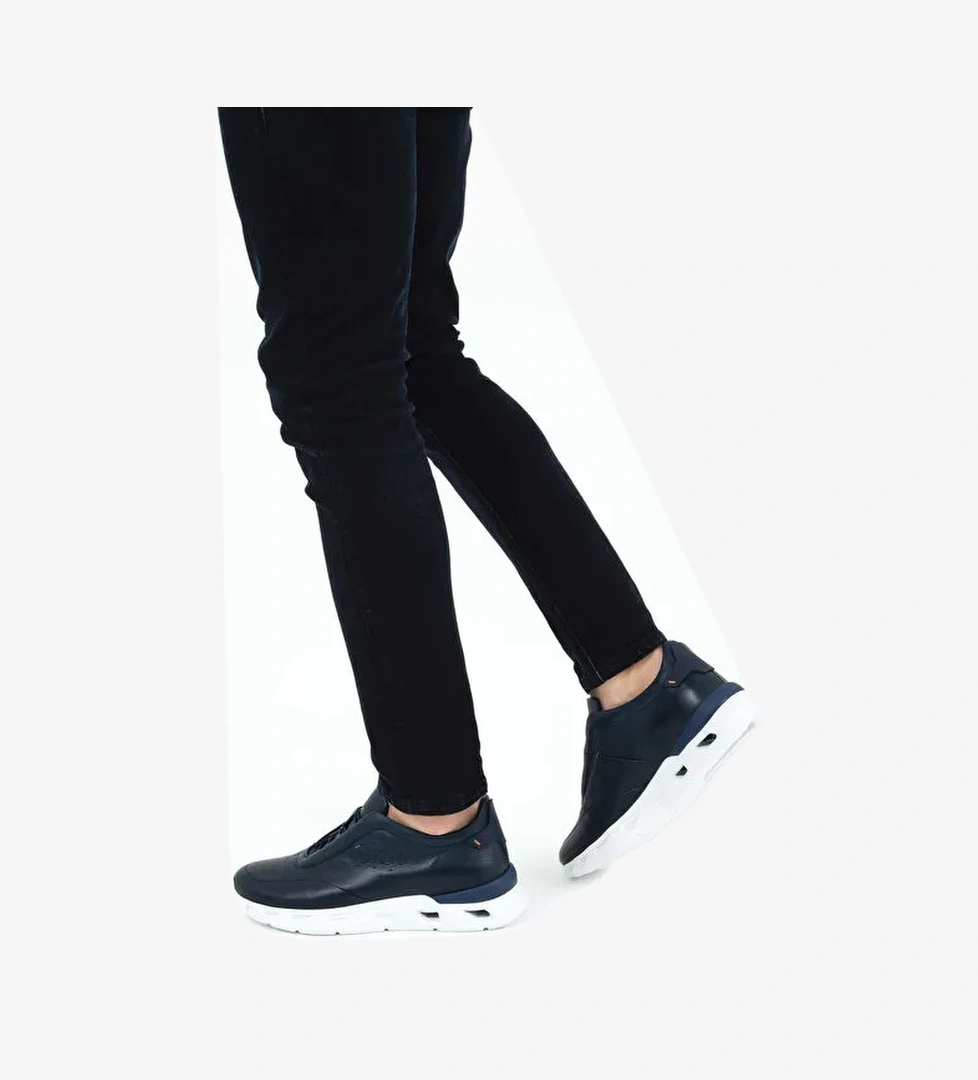 Tamer Tanca Erkek Hakiki Deri Lacivert Casual Ayakkabı - Görsel 1