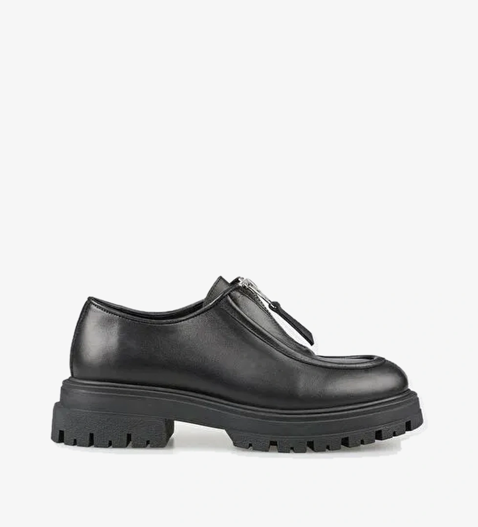 Elle Siyah Kadın Deri Günlük Ayakkabı KOUNG - Görsel 1