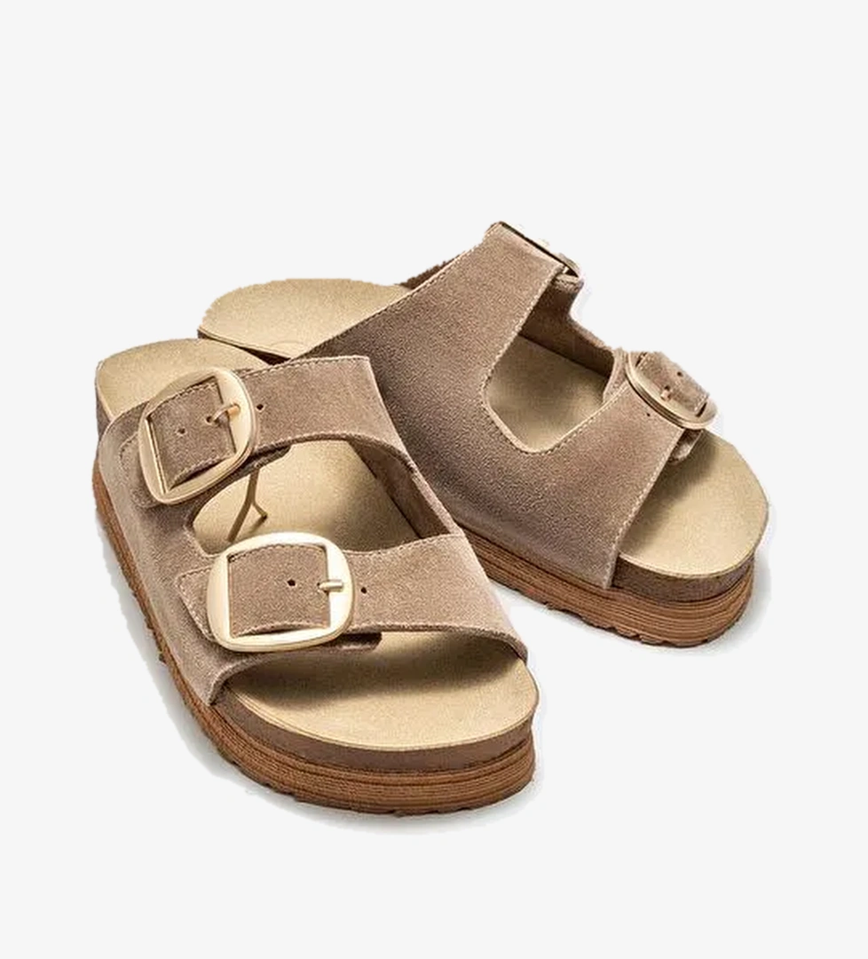 Taba Deri Kadın Terlik - Görsel 1