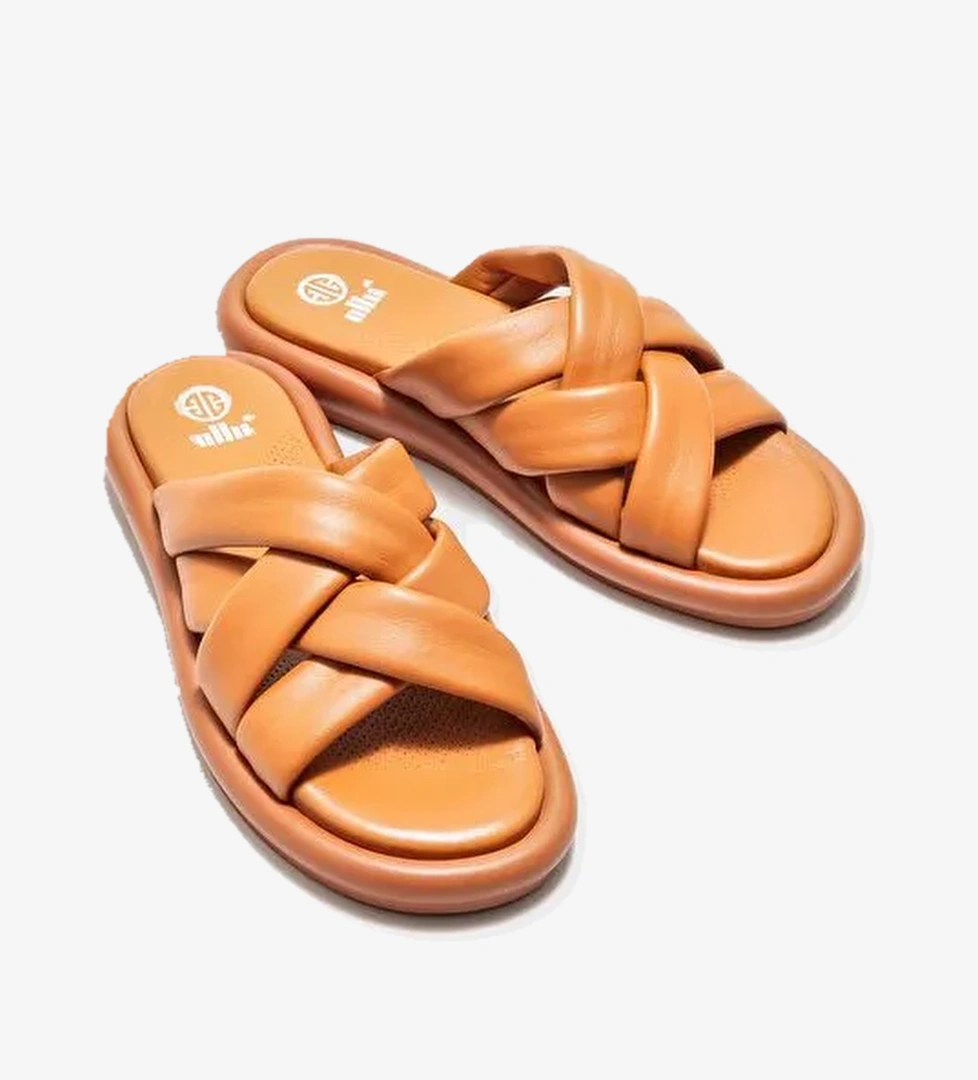 Taba Deri Kadın Terlik - Görsel 1