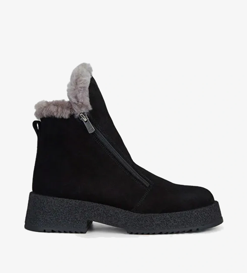 Tamer Tanca Kadın Hakiki Deri Siyah Süet Casual Bot - Görsel 1