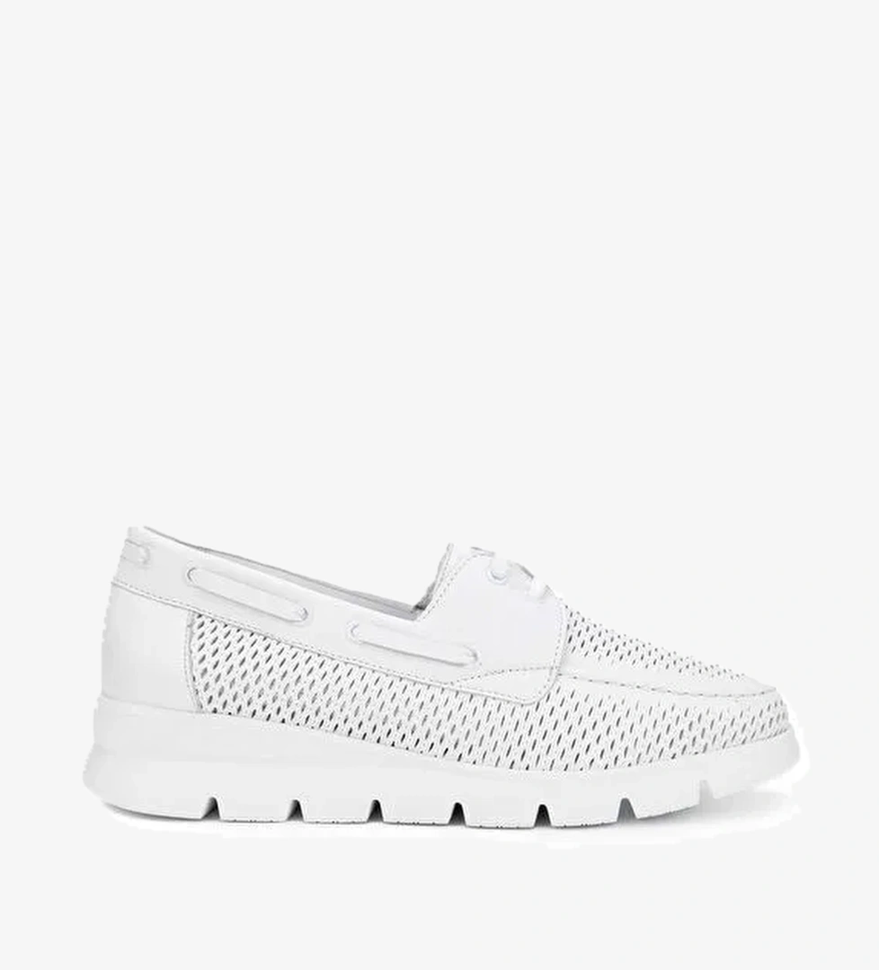 Tamer Tanca Kadın Deri Hasır Beyaz Casual Ayakkabı - Görsel 1