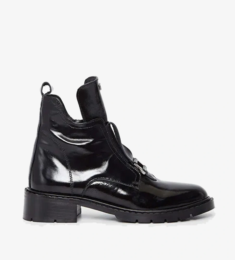 Tamer Tanca Kadın Hakiki Deri Siyah Rugan Casual Bot - Görsel 1