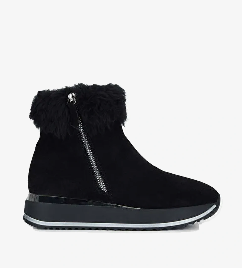 Tamer Tanca Kadın Hakiki Deri Siyah Süet Casual Bot - Görsel 1