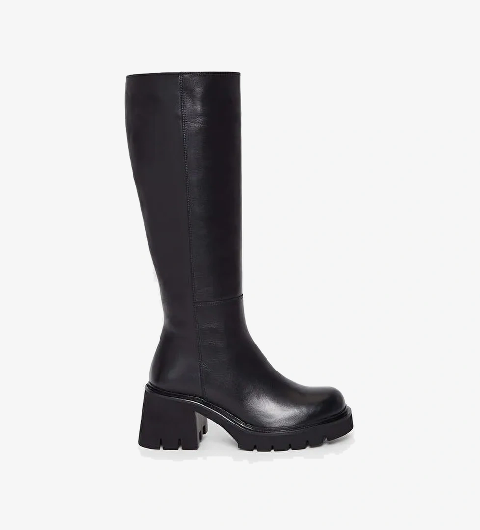 Tamer Tanca Kadın Hakiki Deri Siyah Deri Casual Çizme - Görsel 1