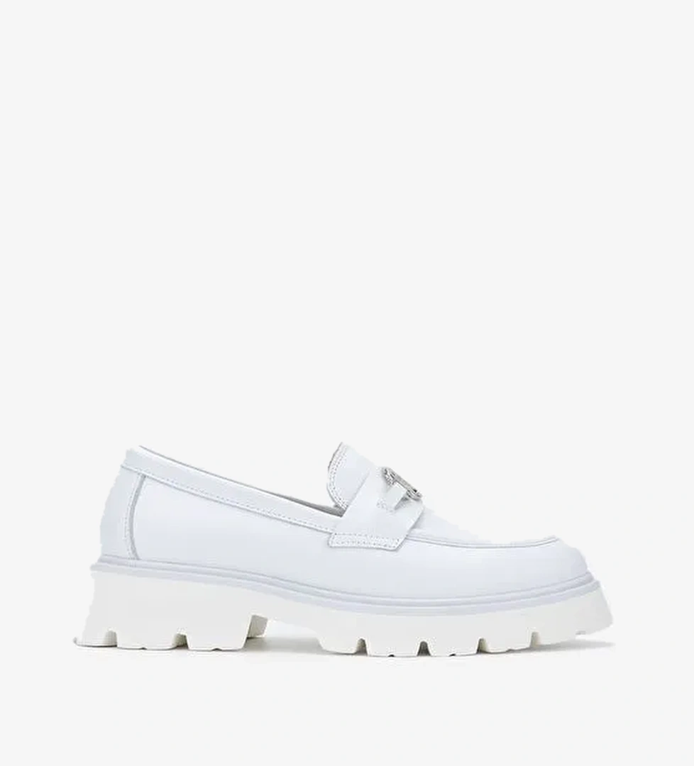 Valmenti Nicola Kadın Beyaz Hakiki Deri Loafer Ayakkabı - Görsel 1