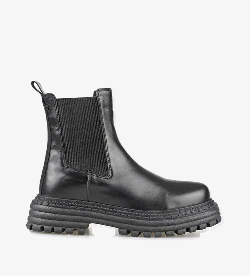 Siyah Deri Kadın Günlük Bot - Görsel 1