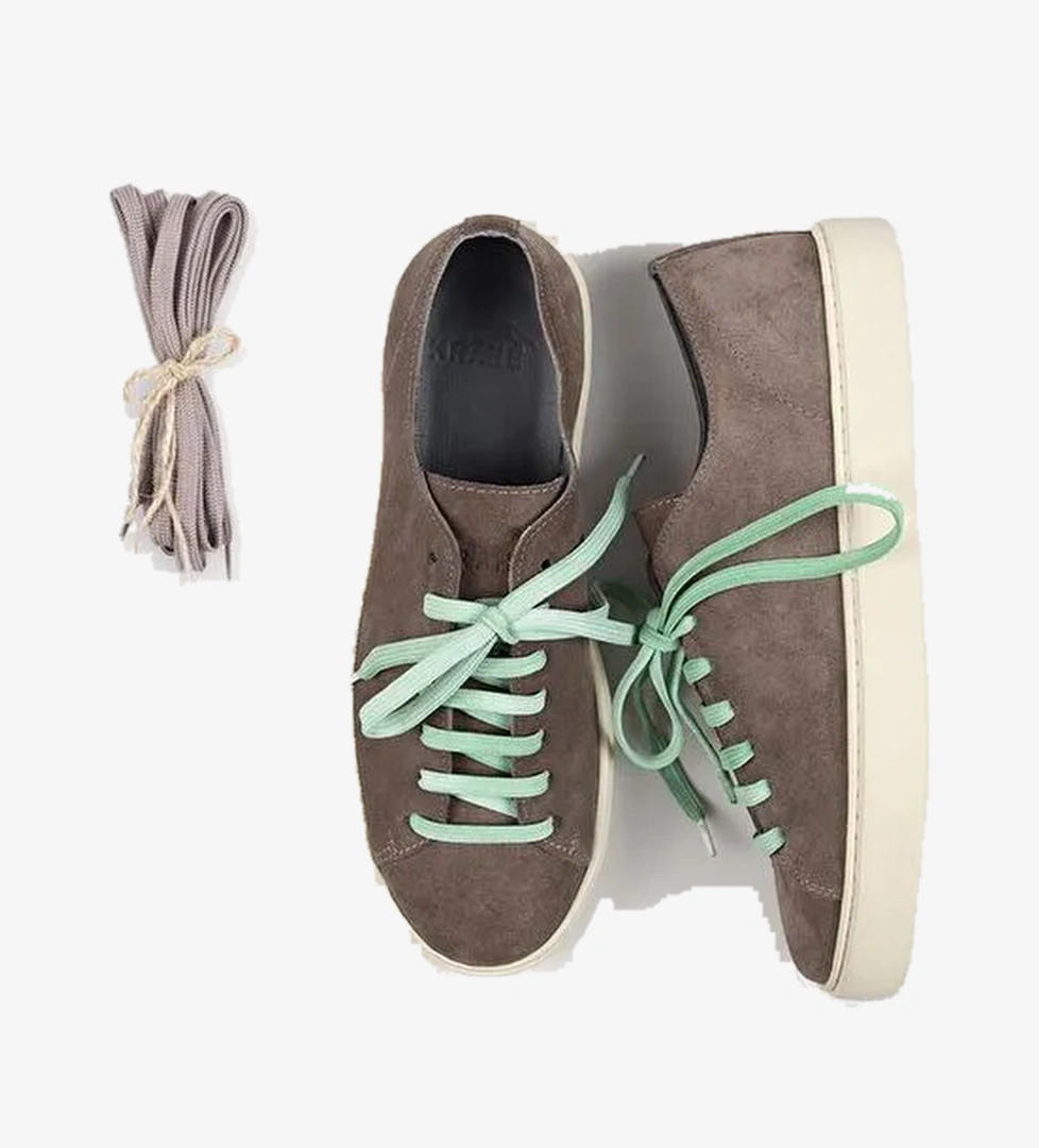 Krahe Ares Erkek Hakiki Deri El Boyamalı Bağcık Ve İki Yedek Bağcıklı Vizon Sneakers - Görsel 1