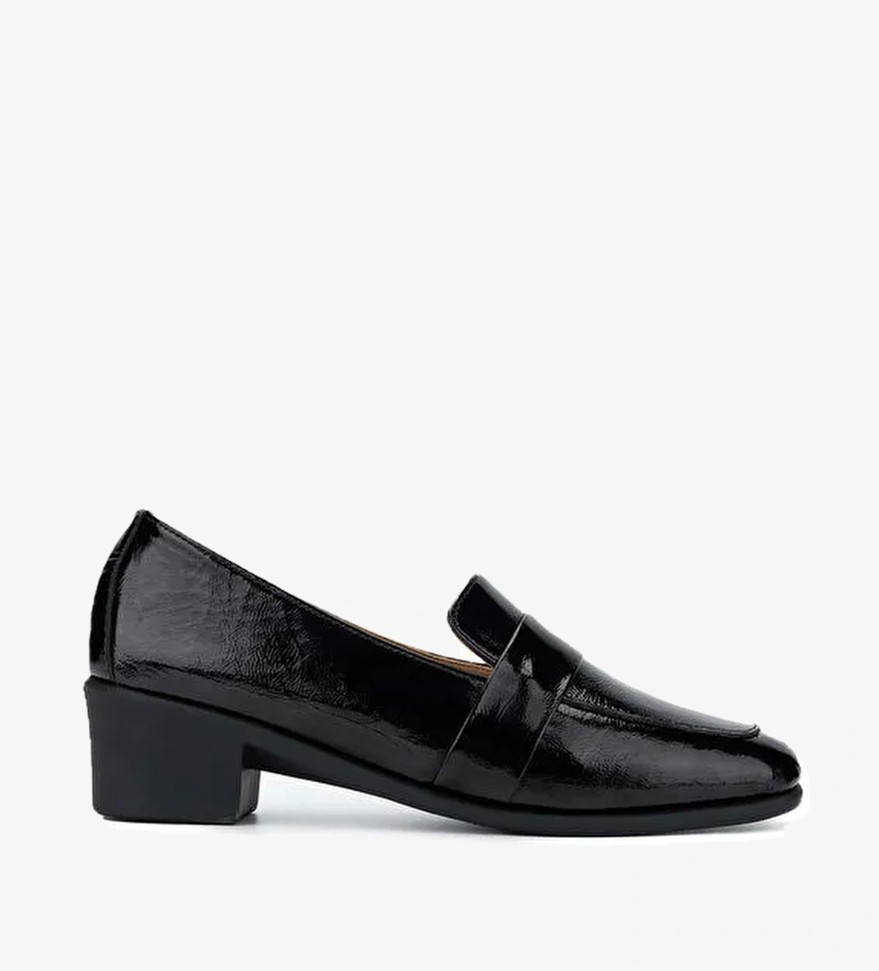 Tamer Tanca Kadın Hakiki Deri Siyah Rugan Topuklu Ayakkabı - Görsel 1