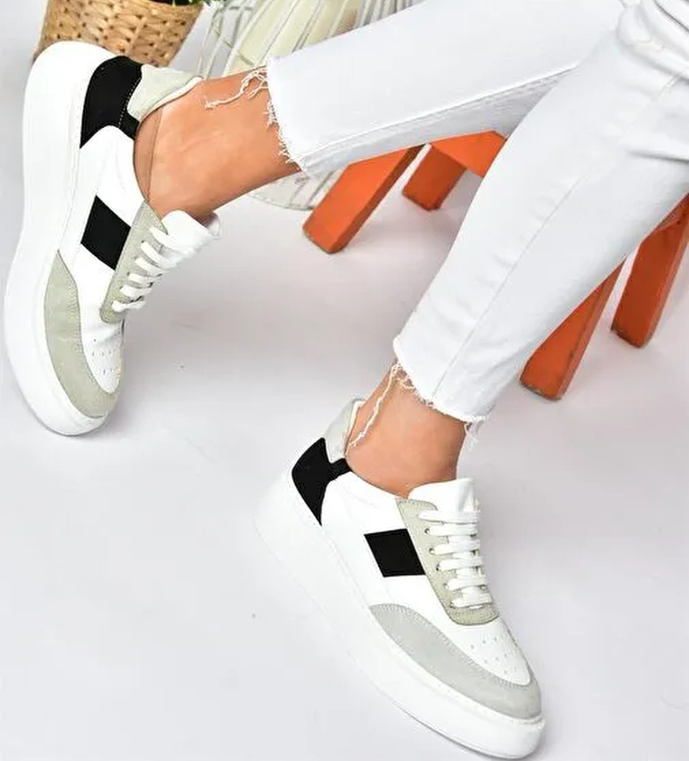 P274048809 Beyaz/Siyah Günlük Kadın Spor Ayakkabı Sneakers - Görsel 1