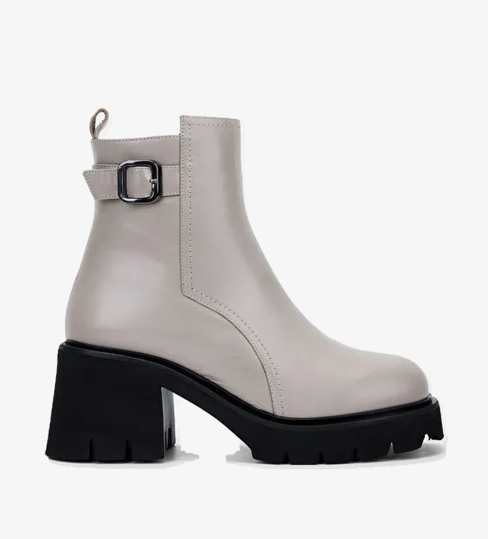 Tamer Tanca Kadın Hakiki Deri Kırık Beyaz Casual Bot - Görsel 1