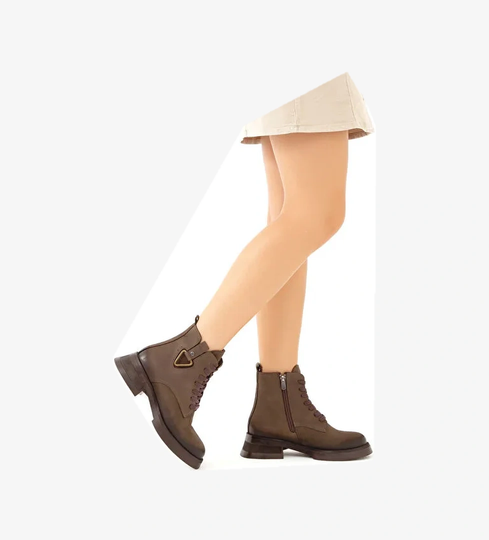 Tamer Tanca Kadın Hakiki Deri Yeşil Casual Bot - Görsel 1