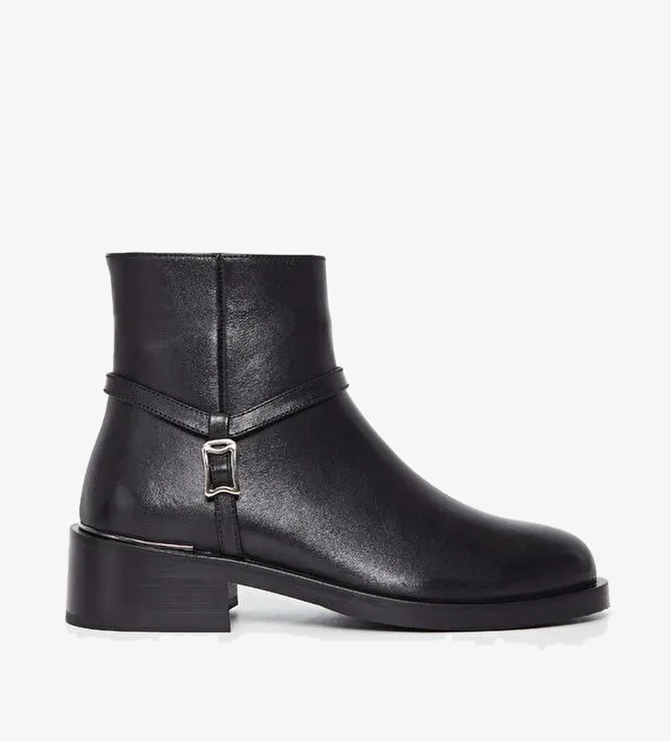 Tamer Tanca Kadın Hakiki Deri Siyah Deri Casual Bot - Görsel 1