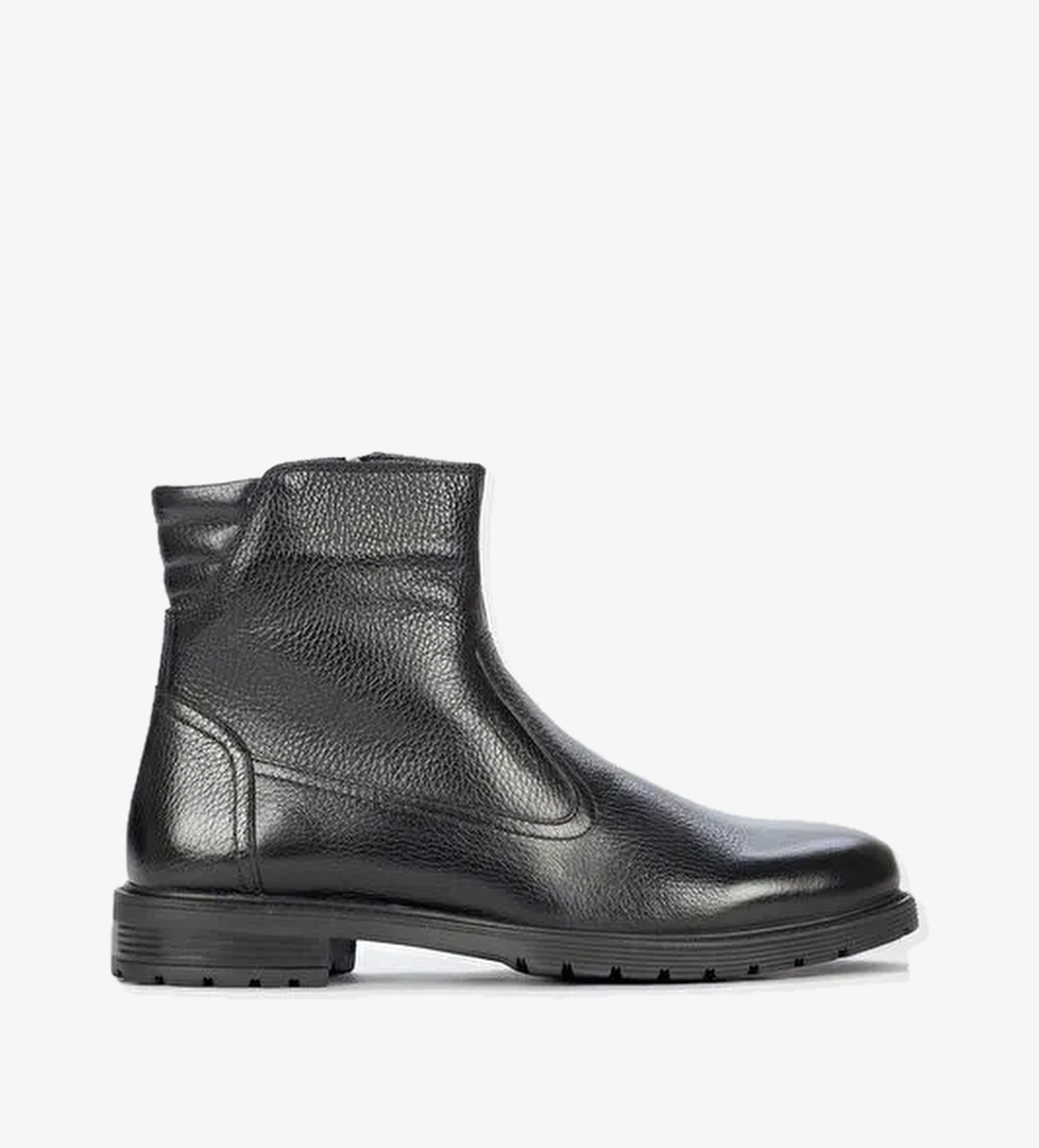 Kauçuk Taban Hakiki Deri Siyah Erkek Günlük Bot - Görsel 1