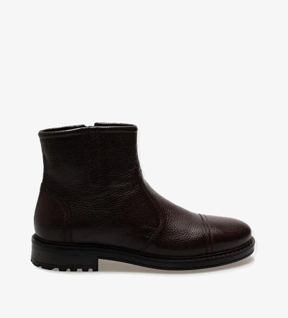 Hakiki Deri Kahverengi Fermuarlı Erkek Günlük Bot - Görsel 1