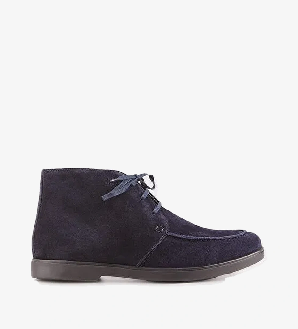 Süet Hakiki Deri Lacivert Fermuarlı Erkek Günlük Bot - Görsel 1