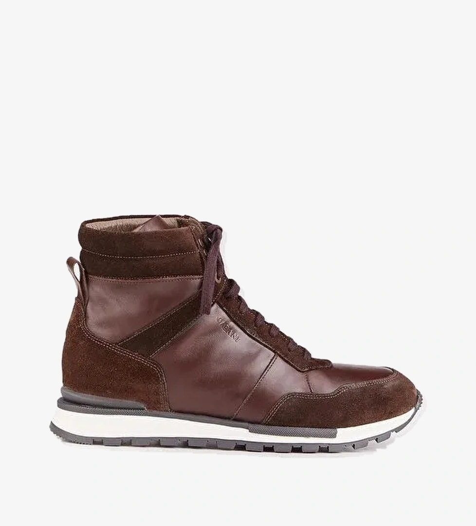 Hakiki Deri Kahverengi Kürklü Bağcıklı Erkek Günlük Bot - Görsel 1