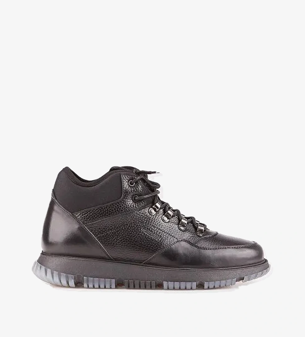 Hakiki Deri Siyah Kürklü Bağcıklı Erkek Günlük Bot - Görsel 1