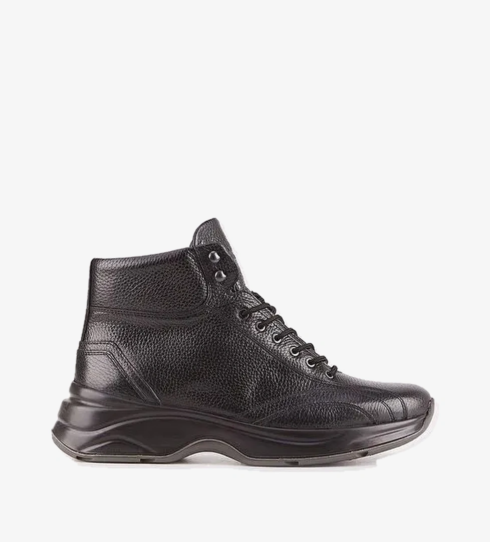 Hakiki Deri Siyah Erkek Fermuarlı Günlük Bot - Görsel 1