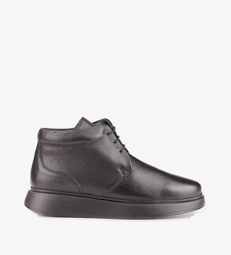 Hakiki Deri Light Tabanlı Siyah Bağcıklı Erkek Günlük Bot - Görsel 1