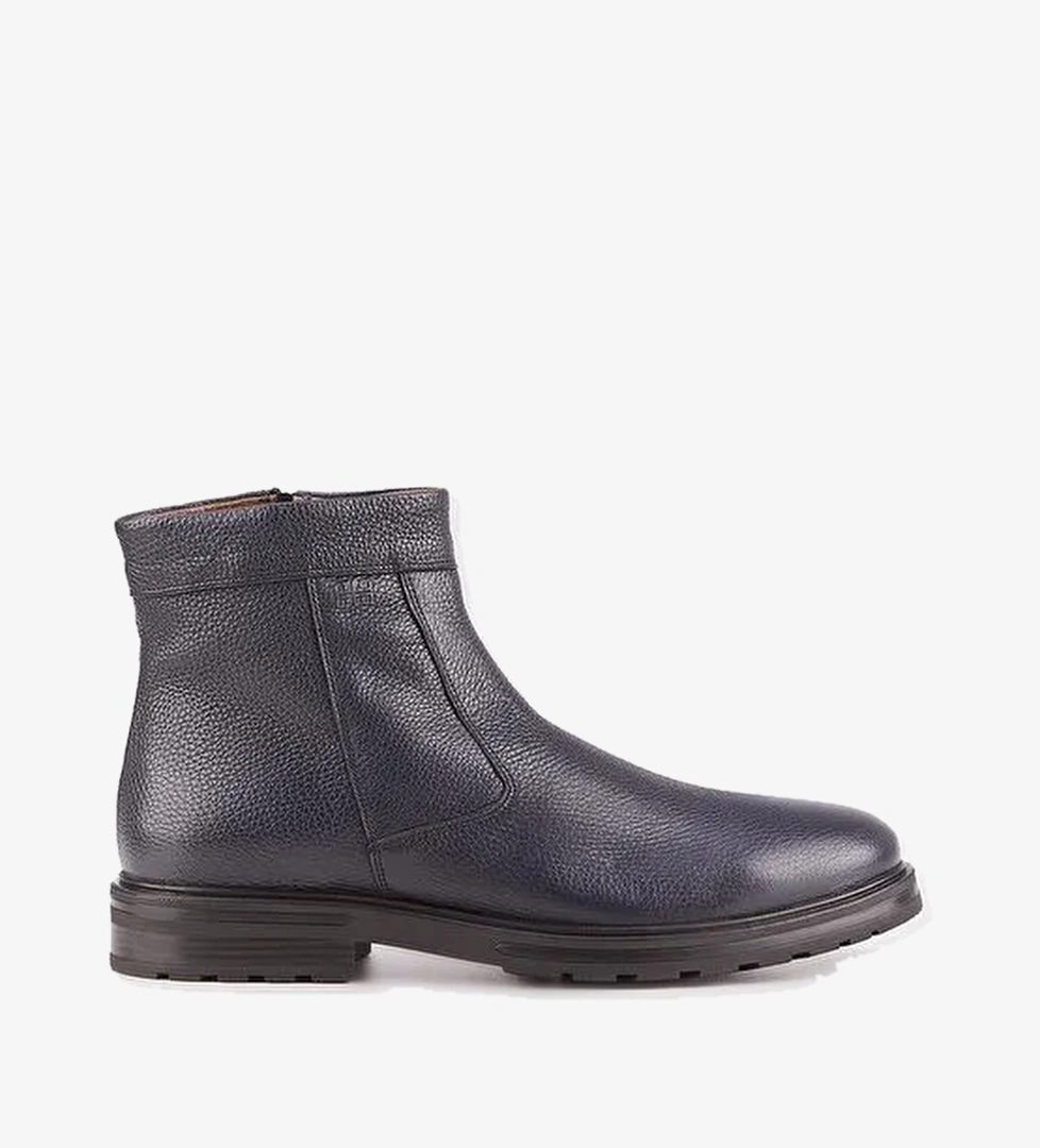 Light Kauçuk Taban Hakiki Deri Lacivert Erkek Günlük Bot - Görsel 1