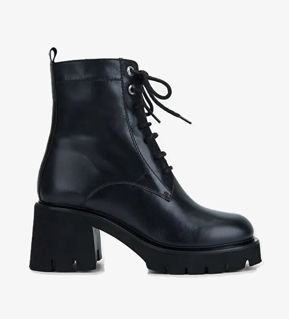 Tamer Tanca Kadın Hakiki Deri Siyah Deri Casual Bot - Görsel 1