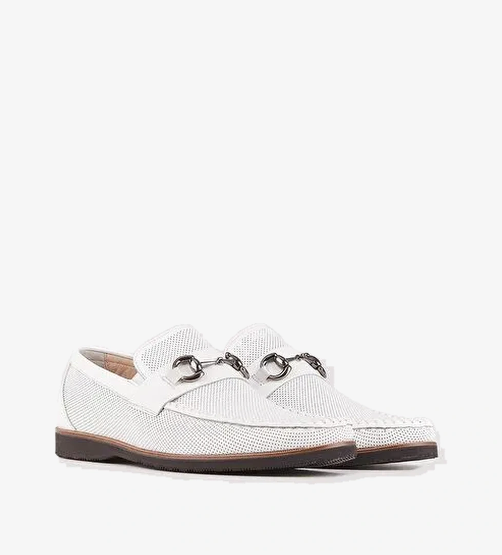 Hakiki Deri Beyaz Erkek Eva Taban Günlük Ayakkabı - Görsel 1