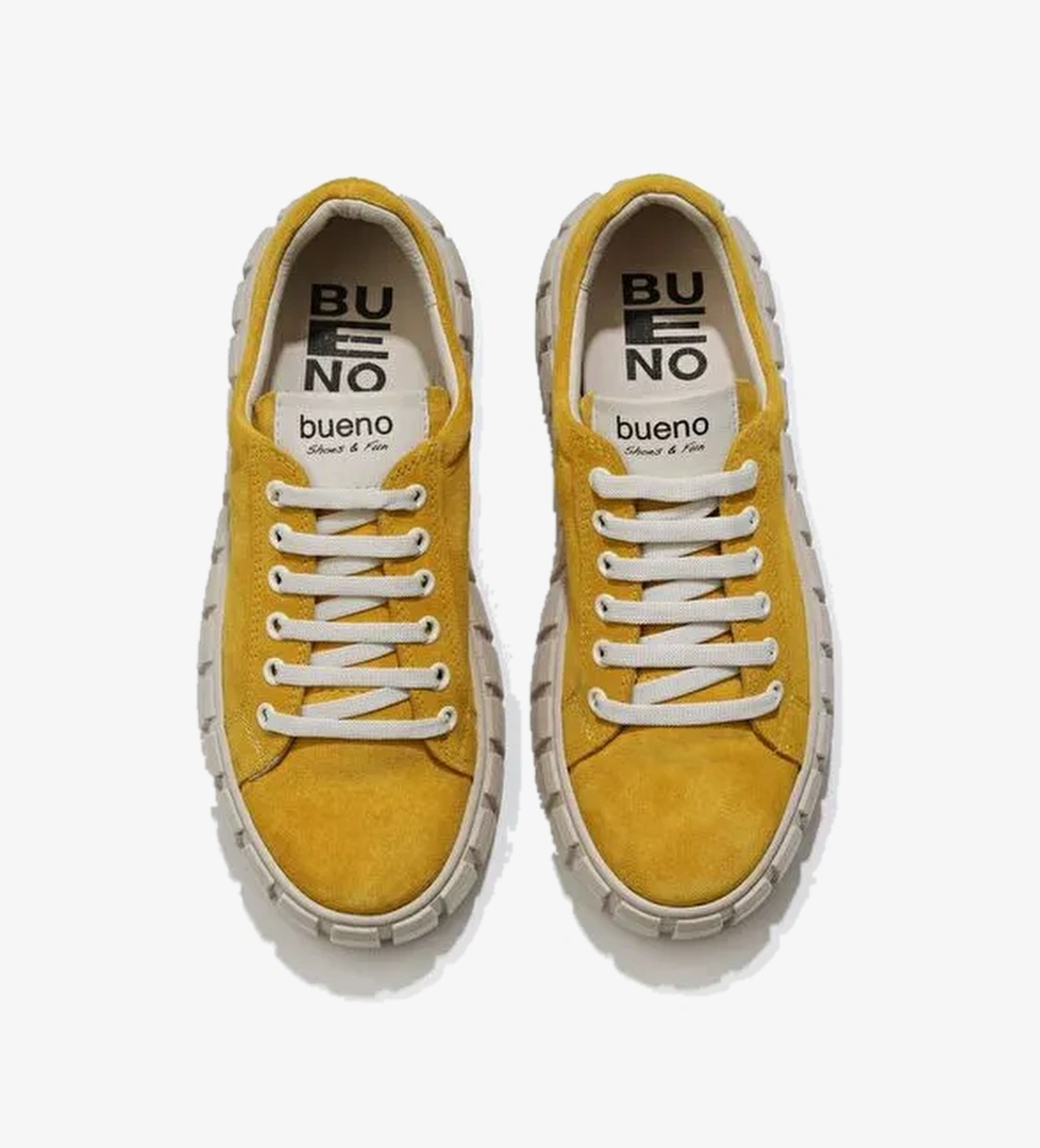Bueno Shoes Sarı Süet Kadın Dolgu Topuklu Spor Ayakkabı 01wt3401 - Görsel 1