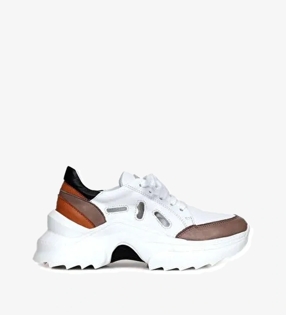 Bueno Shoes Vizon Deri Kadın Dolgu Topuklu Spor Ayakkabı 01wq10100 - Görsel 1