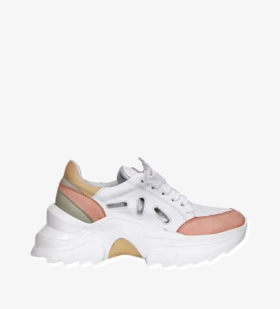 Bueno Shoes Turuncu Deri Kadın Dolgu Topuklu Spor Ayakkabı 01wq10100 - Görsel 1