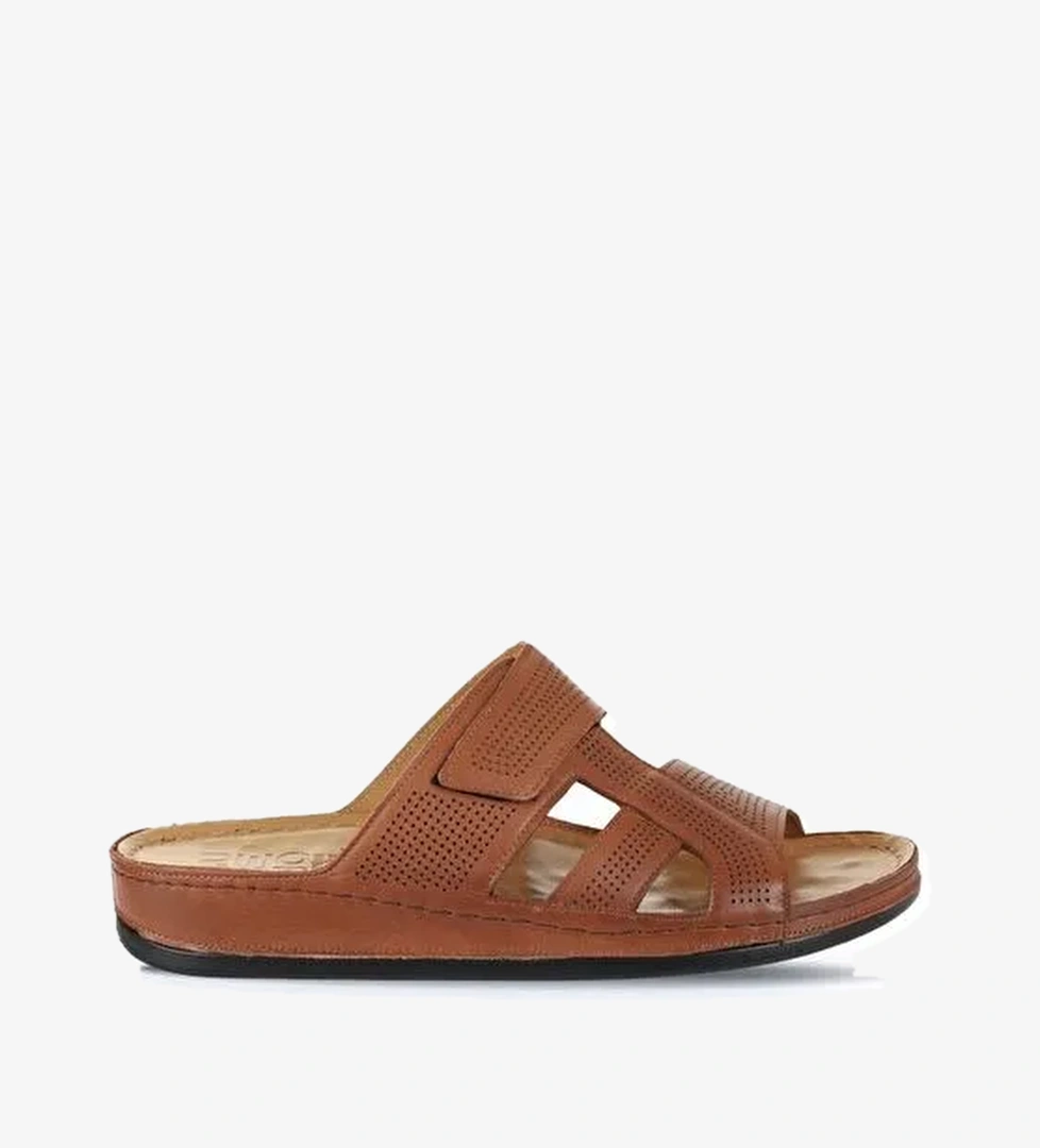 Bueno Shoes Taba Baskılı Deri Erkek Düz Terlik 25mt2411 - Görsel 1