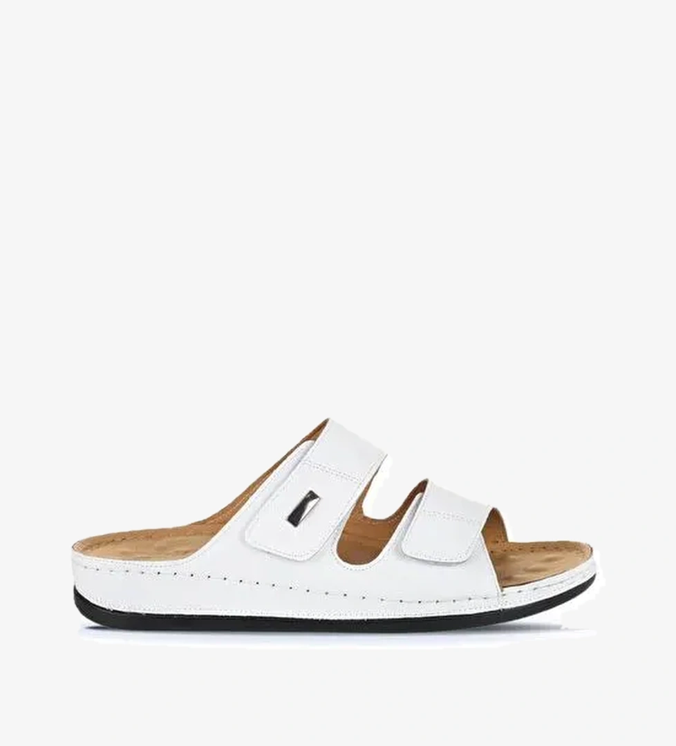 Bueno Shoes Beyaz Deri Erkek Düz Terlik 25mt2365 - Görsel 1