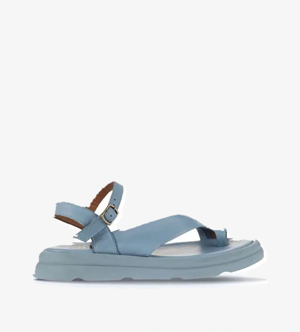 Bueno Shoes Mavi Deri Kadın Parmak Arası Sandalet 01wa2602 - Görsel 1