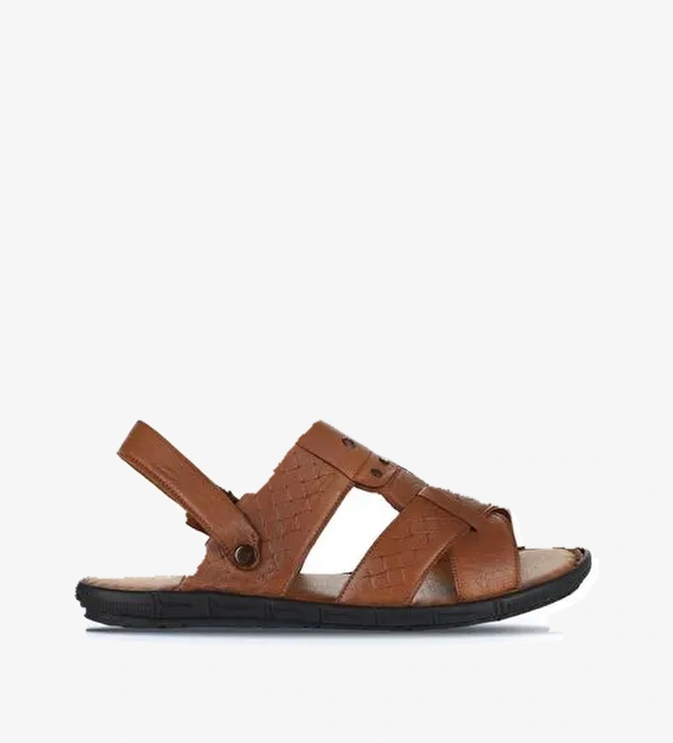 Bueno Shoes Taba Baskılı Deri Erkek Sandalet 25ms1411 - Görsel 1