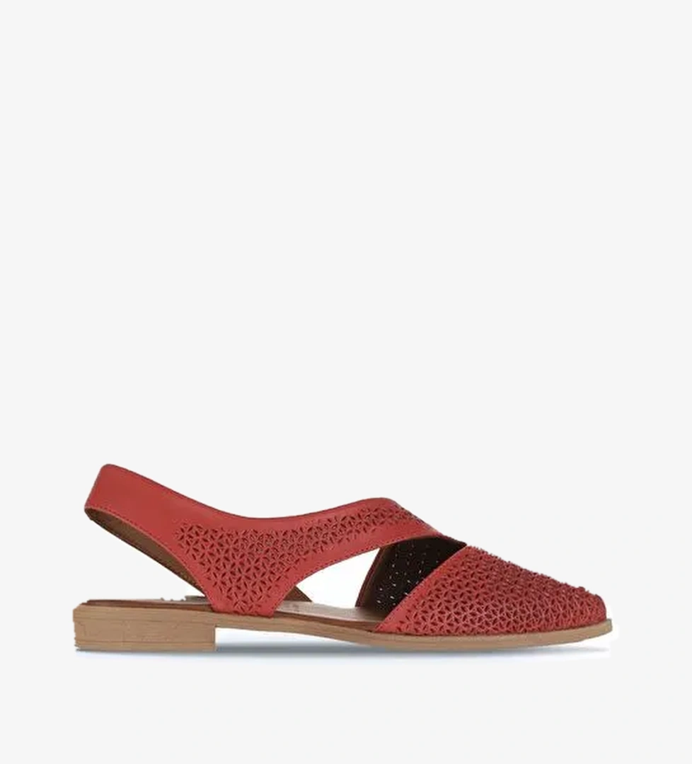 Bueno Shoes Kırmızı Deri Kadın Düz Sandalet 01wa9202 - Görsel 1