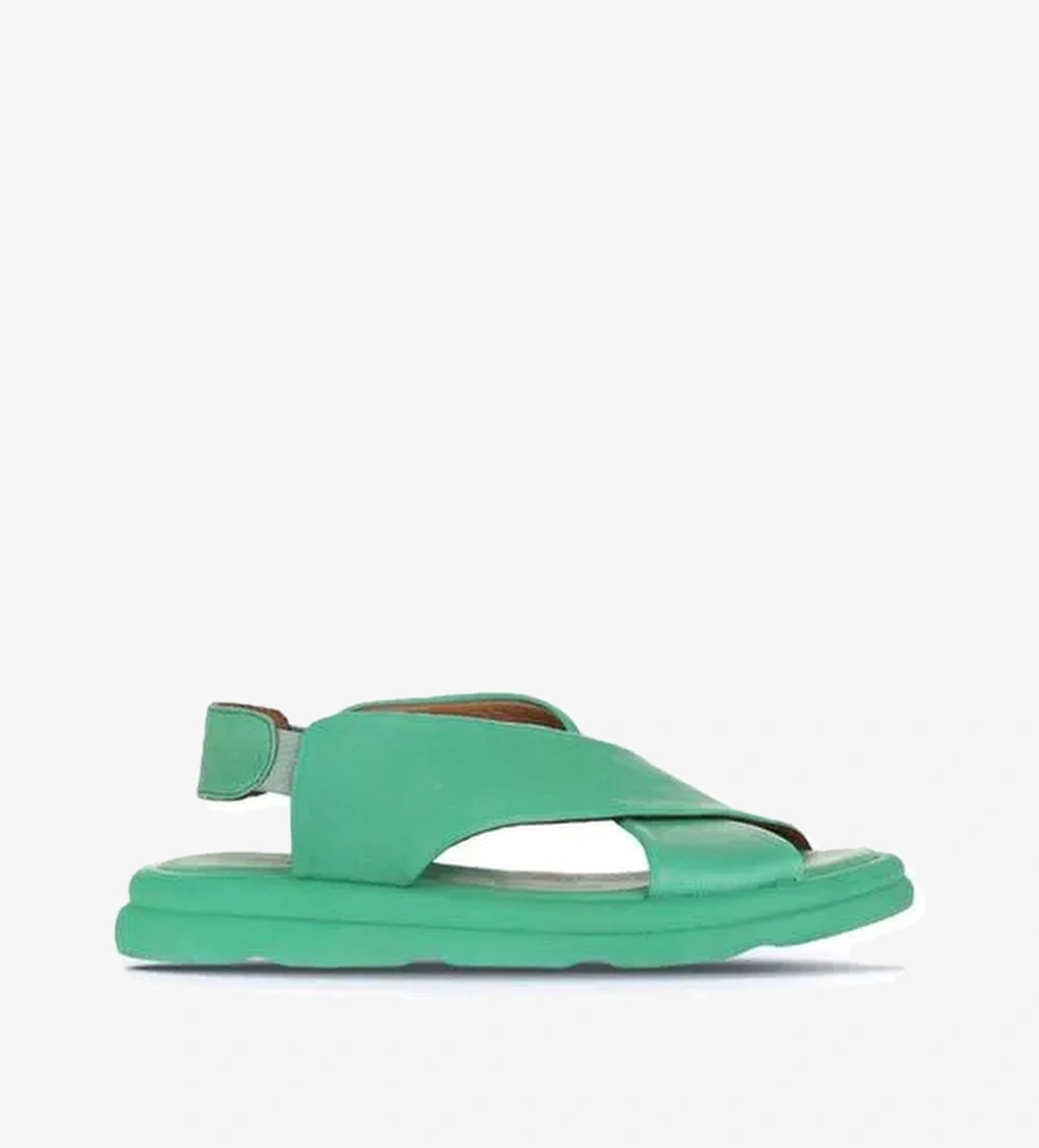 Bueno Shoes Yeşil Koyu Deri Kadın Düz Sandalet 01wa2603 - Görsel 1