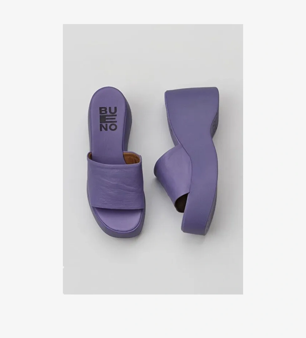 Bueno Shoes Lila Deri Kadın Dolgu Topuklu Terlik 01wy9000 - Görsel 1