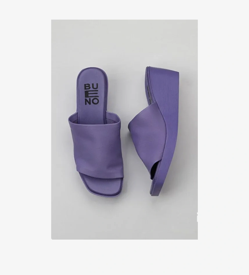 Bueno Shoes Lila Deri Kadın Dolgu Topuklu Terlik 01wy2404 - Görsel 1