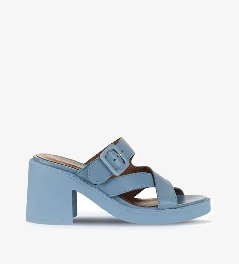 Bueno Shoes Mavi Deri Kadın Topuklu Terlik 01wa1701 - Görsel 1