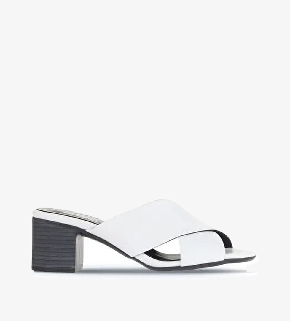 Bueno Shoes Beyaz Deri Kadın Topuklu Terlik 01wa2809 - Görsel 1