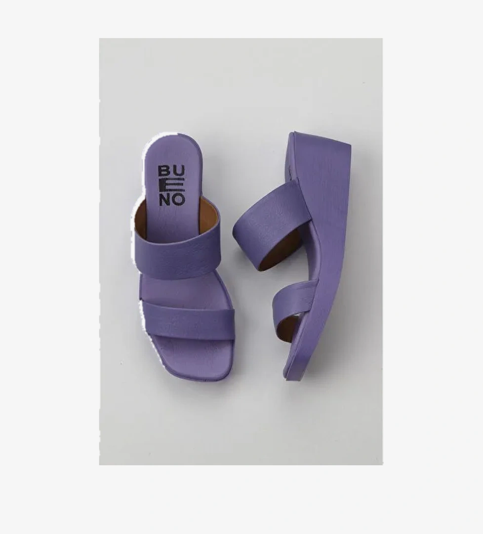Bueno Shoes Lila Deri Kadın Dolgu Topuklu Terlik 01wy2409 - Görsel 1