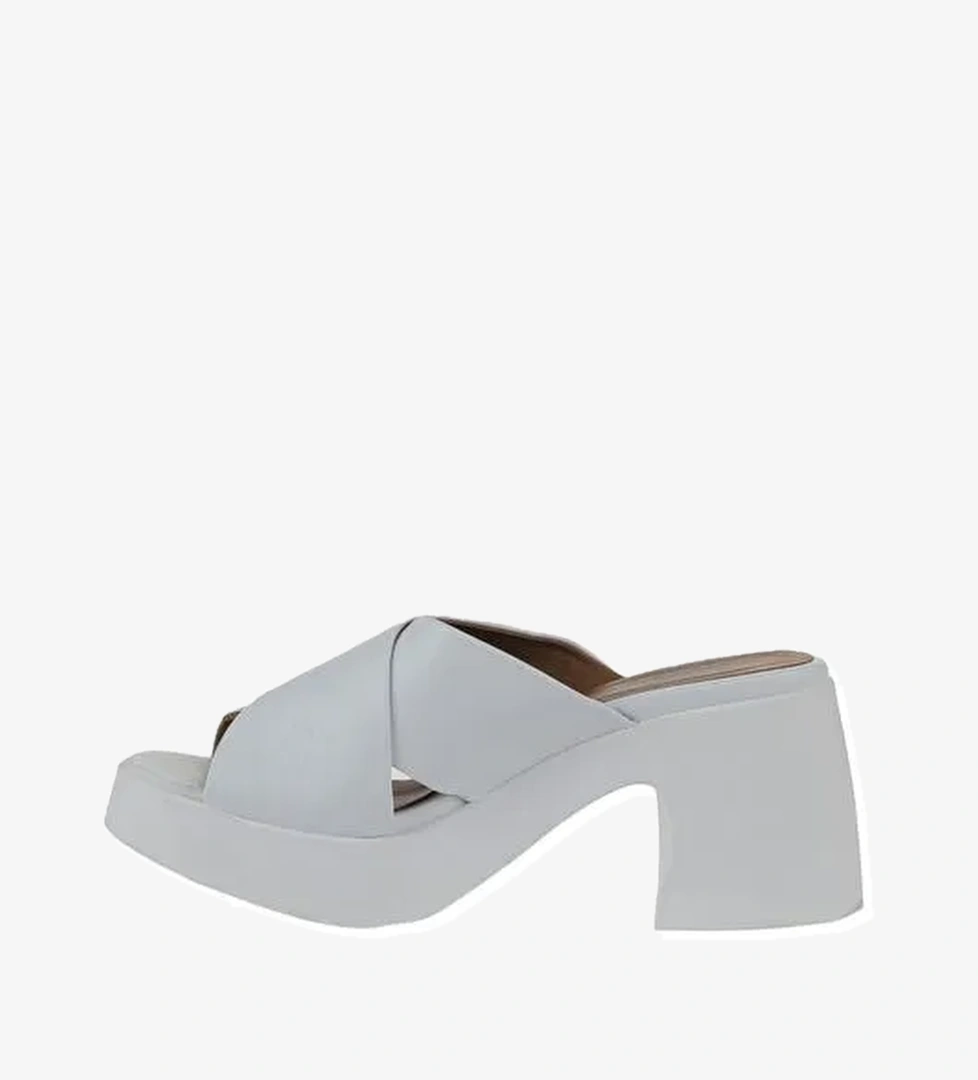 Bueno Shoes Beyaz Deri Kadın Topuklu Terlik 01wy12201 - Görsel 1