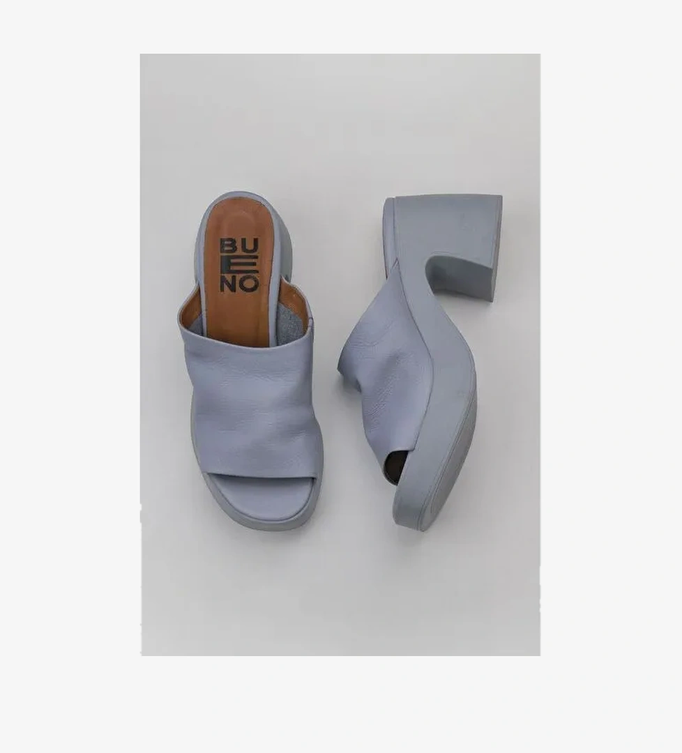 Bueno Shoes Mavi Deri Kadın Topuklu Terlik 01wy12200 - Görsel 1