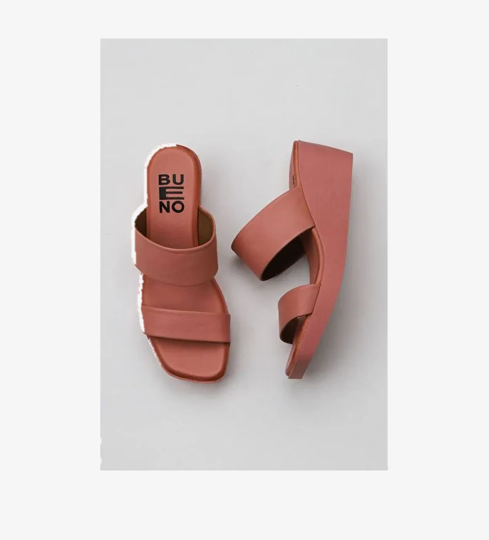 Bueno Shoes Pembe Deri Kadın Dolgu Topuklu Terlik 01wy2409 - Görsel 1