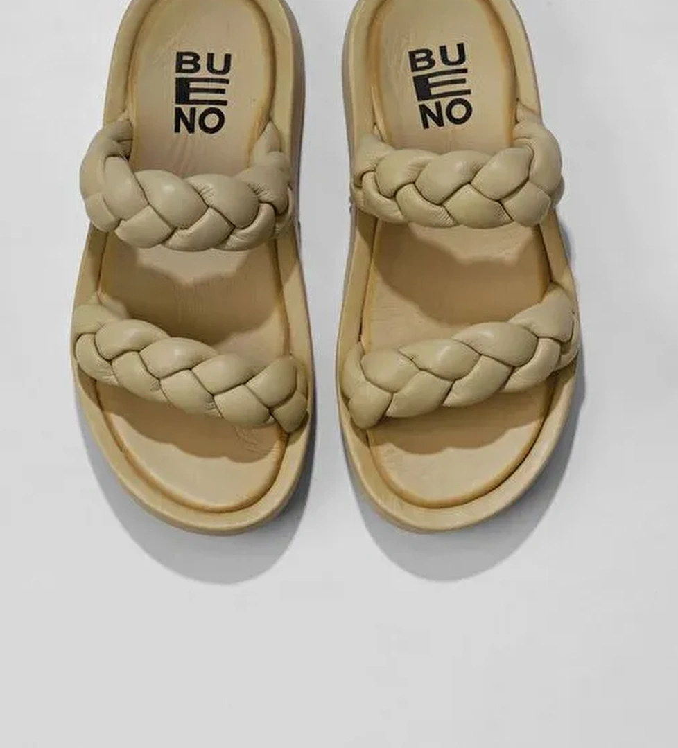 Bueno Shoes Sarı Deri Kadın Dolgu Topuklu Terlik 01wu4640 - Görsel 1