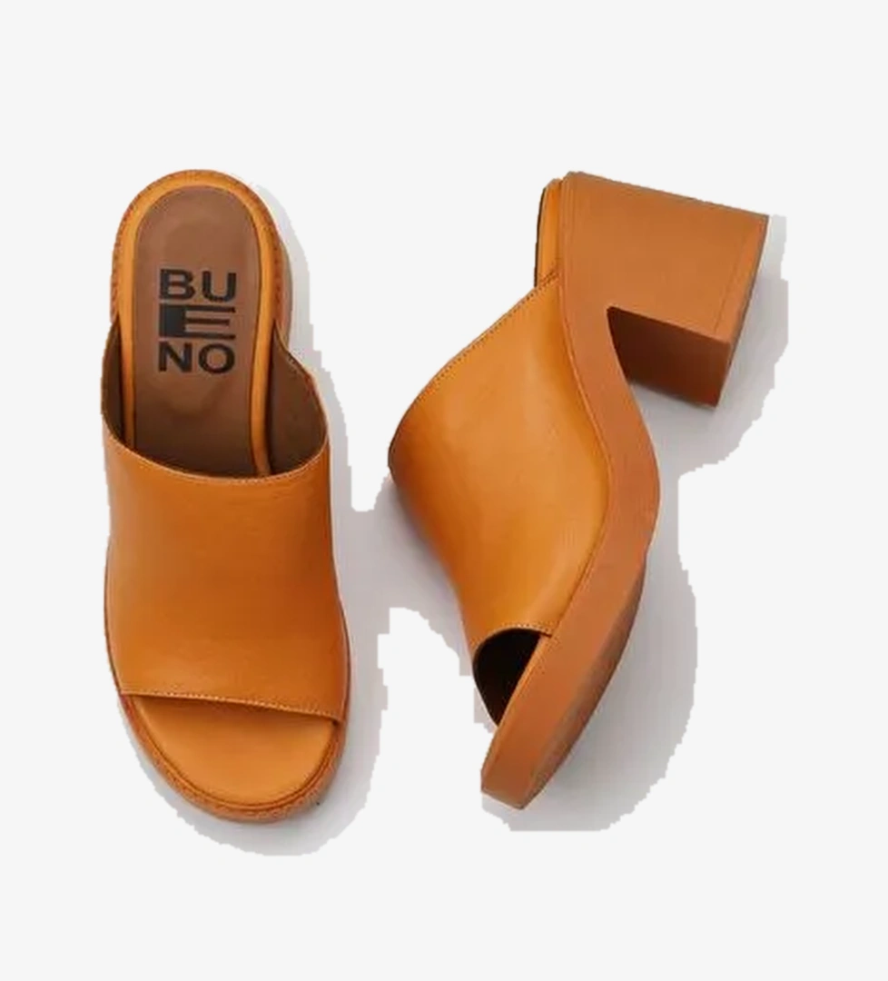 Bueno Shoes Turuncu Deri Kadın Topuklu Terlik 01wy12505 - Görsel 1