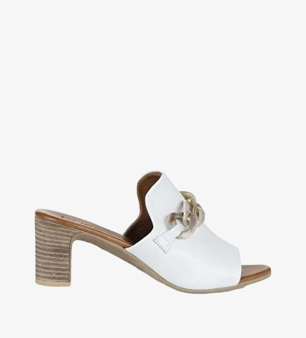 Bueno Shoes Beyaz Deri Kadın Topuklu Terlik 01wu9502